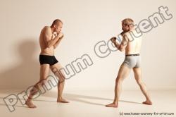 Underwear Martial art Man - Man White Moving poses Slim Short Blond Dynamic poses Academic